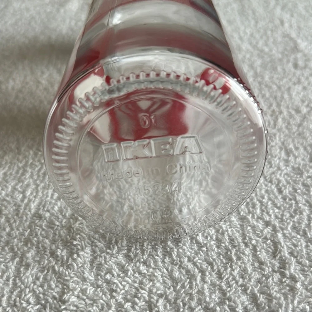 IKEA Vinterfint Glass Bottle with Red Heart Motif